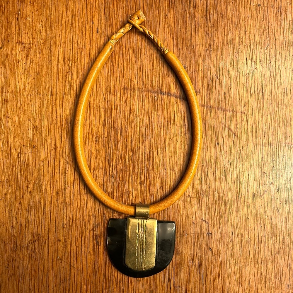 Mustard color leather necklace